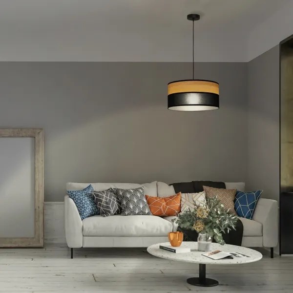 Lustră suspendată pe cablu ALBA, 1x E27, 15 W, 230 V, Ø 45 cm, negru/maro