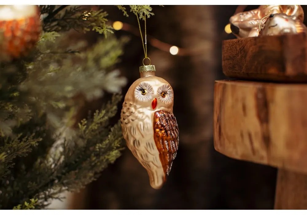 Ornament de Crăciun lucrat manual din sticlă 13 cm Owl – Sass & Belle