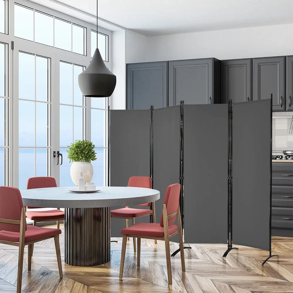Paravan cu 4 panouri 173 cm gri