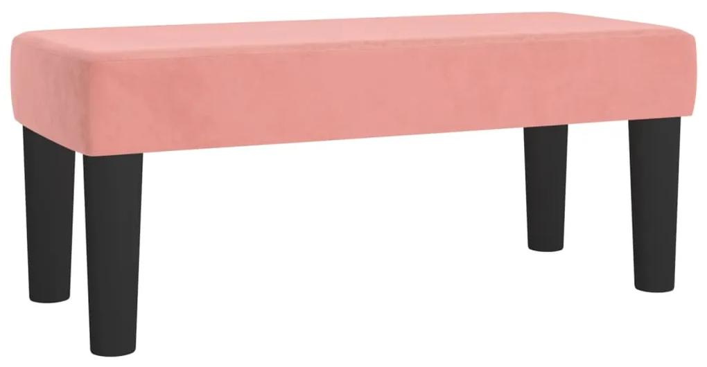 Pat box spring cu saltea, roz, 90x190 cm, catifea Roz, 90 x 190 cm, Cu blocuri patrate