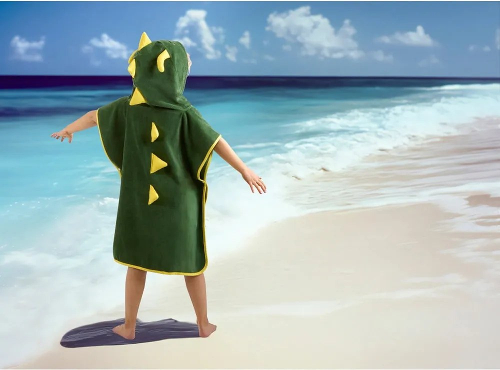 Poncho pentru copii verde din bumbac Joep – Good Morning