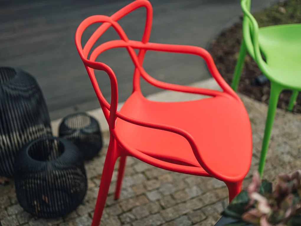 Set 4 scaune din plastic KATO, culoarea coral