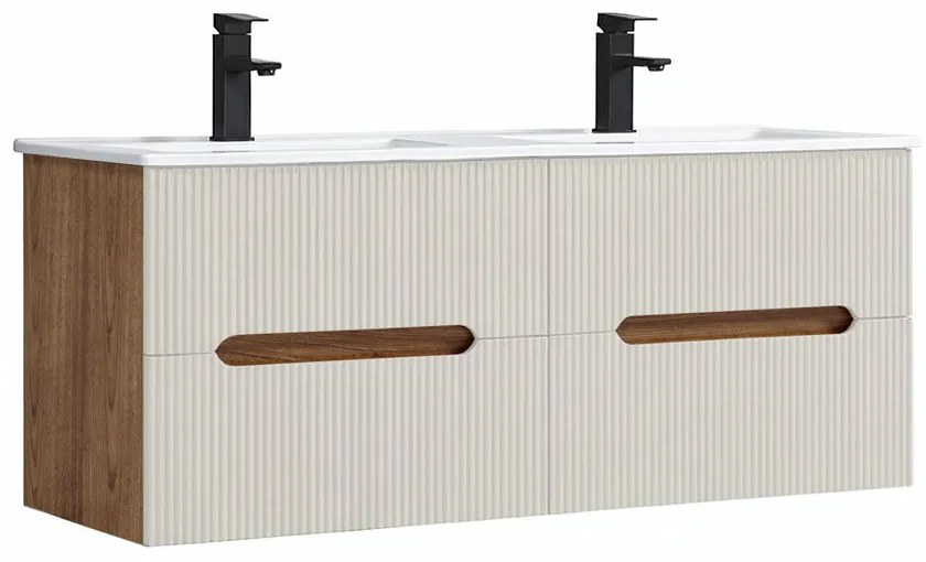 Trent 120 dulap de baie inferior cu chiuvetă ceramică (4 sertare) sunset oak-white