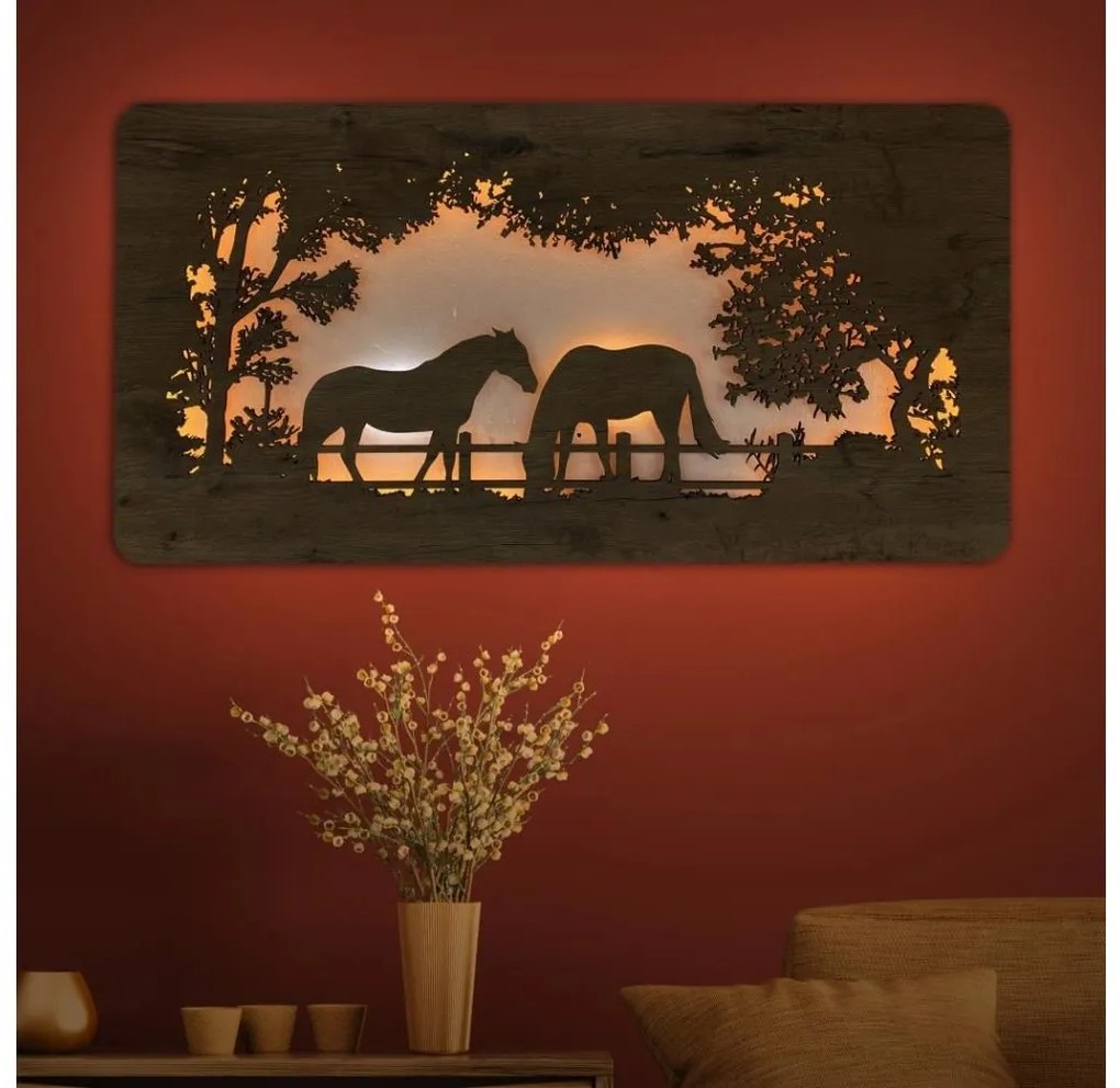 Li-Go 5012/B/4 – Decorațiune LED de perete, 10W/5V, 30000 mAh, 120x60 cm, stejar