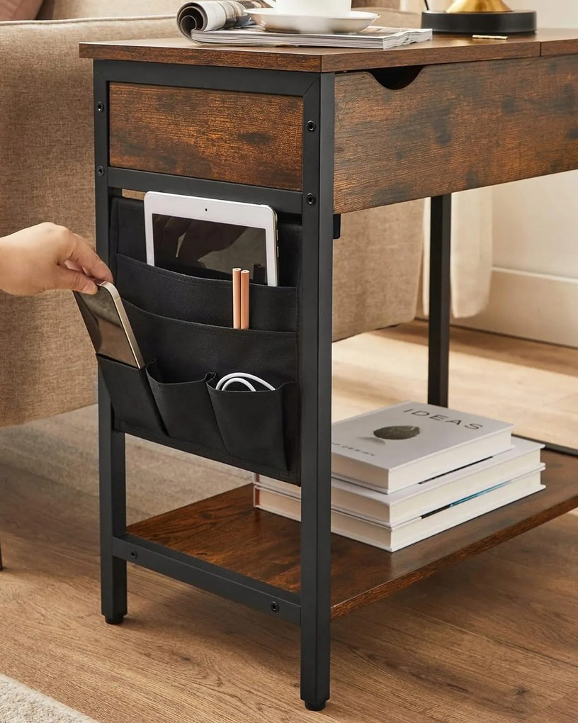 Masuta cu prelungitor si incarcatoare TAYLOR 60x31,5 cm, rustic maro