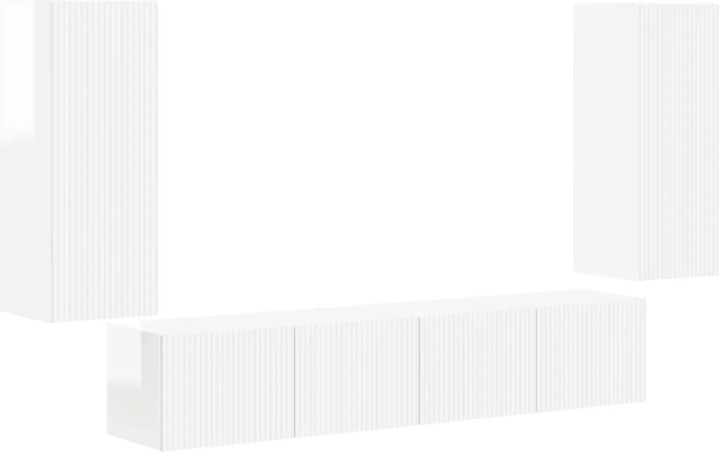 vidaXL Set Dulap pentru Televizor Montat pe Perete 4 pcs Alb lucios