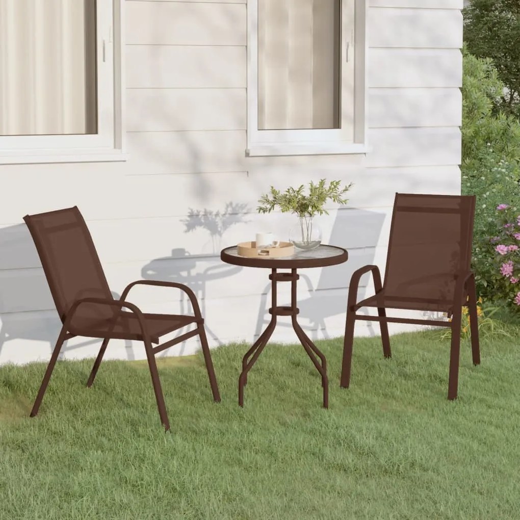 318776 vidaXL Set mobilier bistro de grădină, 3 piese, maro