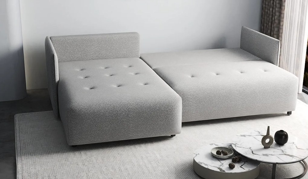 Colțar extensibil dumonde cu ladă de depozitare si sezut confortabil din spuma high-density, Malta Euphoria Dove II 235x185 cm