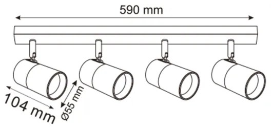 Spot Zuma Line 2204BD-4-BK FORI 4xGU10/50W/230V negru/auriu