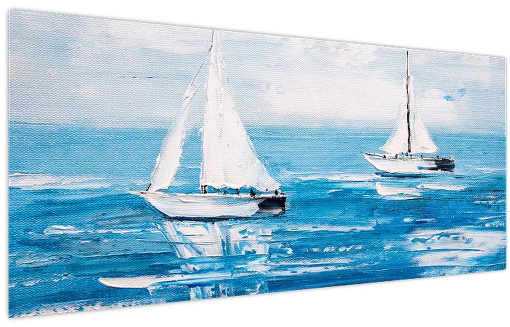 Tablou - Pictură yacht pe mare (120x50 cm)