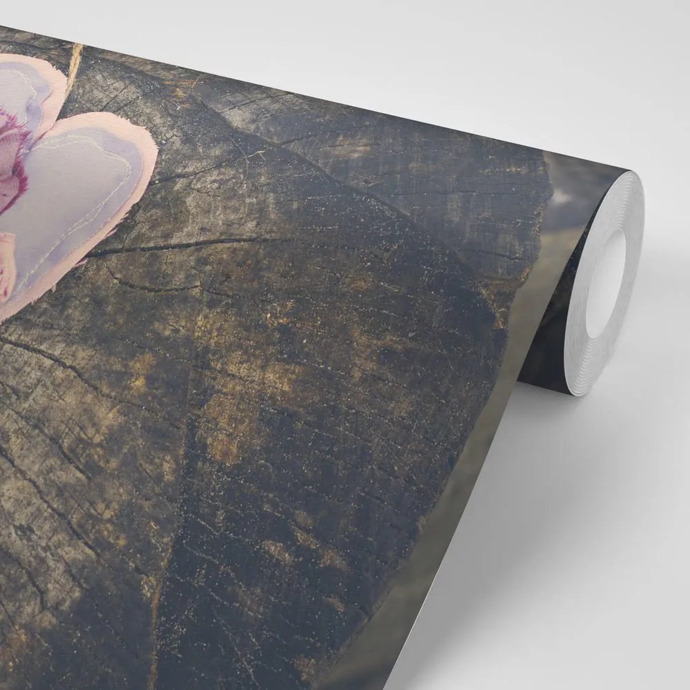 Fototapet autoadeziv handmade inimioare pe trunchi