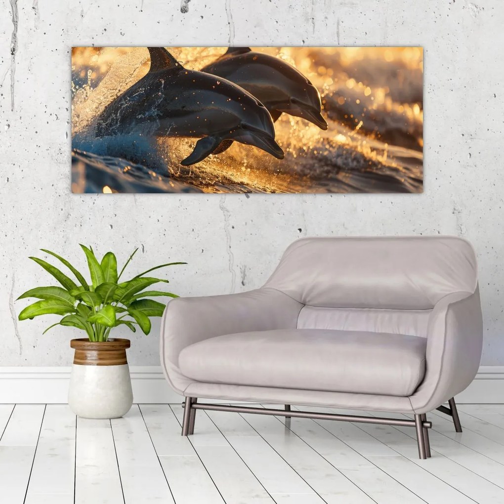 Tablou - Delfinii (120x50 cm)