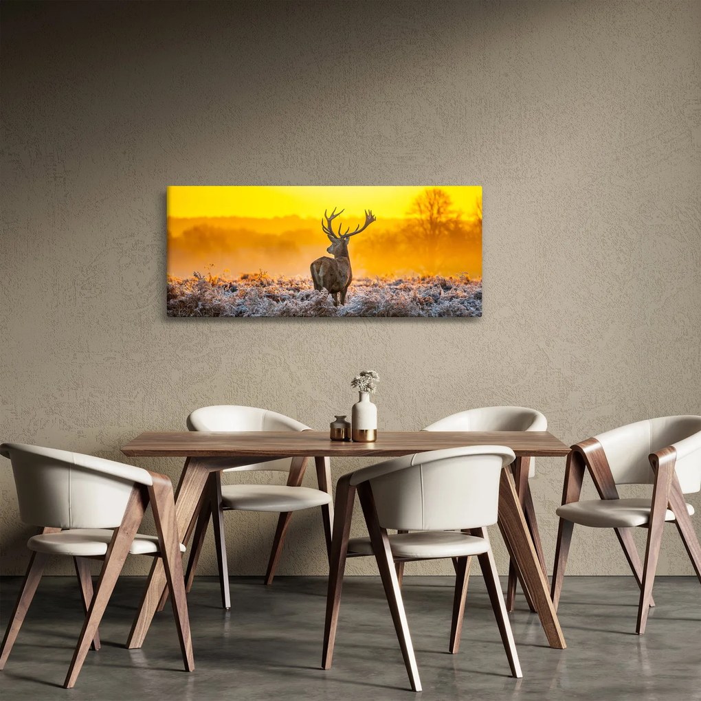 Tablou - Cerb la răsăritul soarelui (120x50 cm)