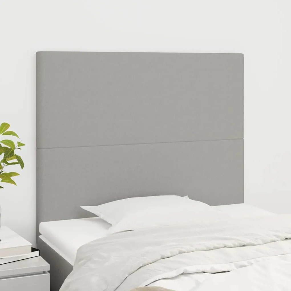 vidaXL Tăblii de pat, 2 buc, gri deschis, 80x5x78/88 cm, textil