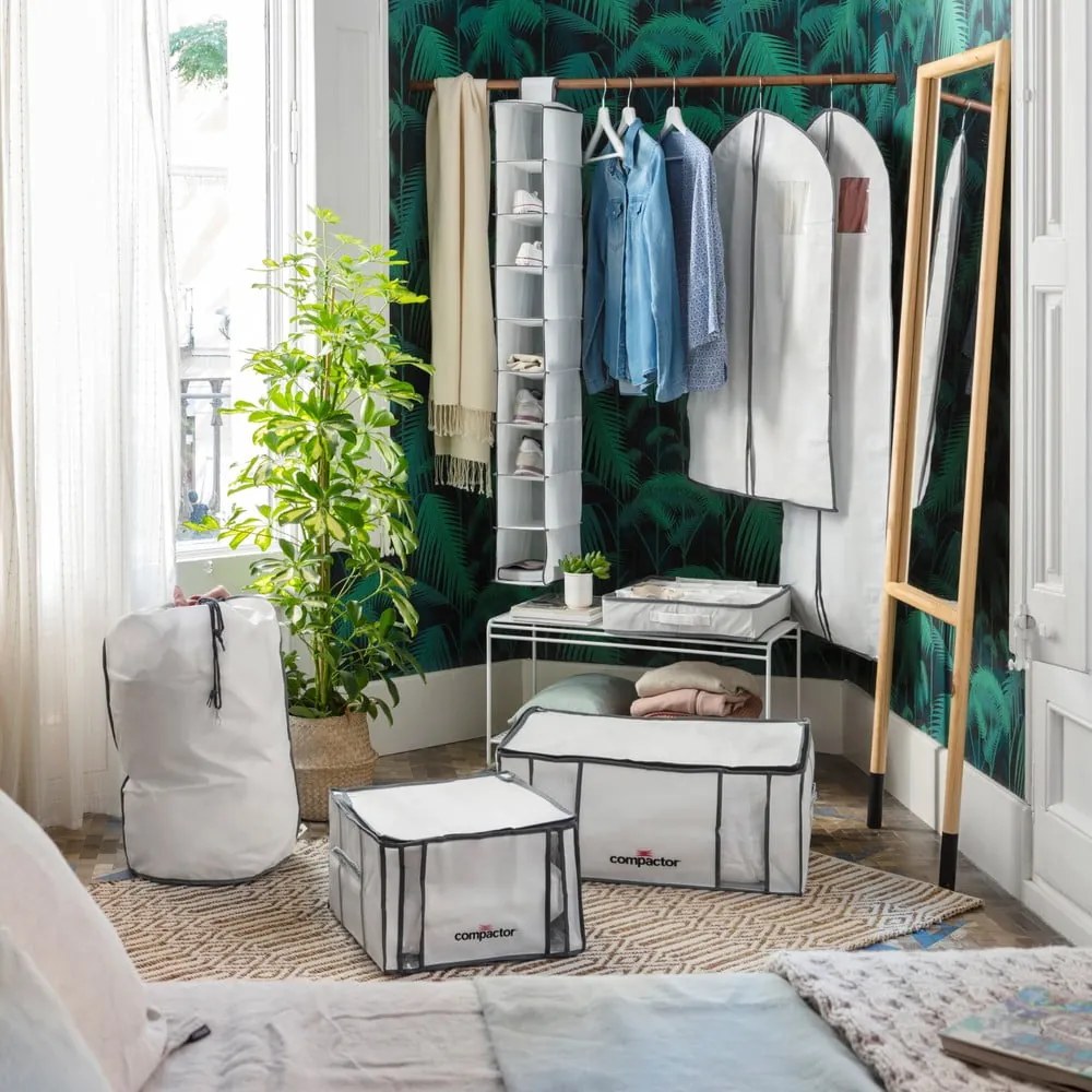 Cutie de depozitare pentru haine din material textil cu vacuum/cu pereți întăriți 65x45x26,5 cm Life – Compactor