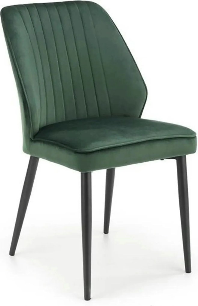 Scaun tapitat K432, verde inchis, stofa catifelata, 48x57x85 cm