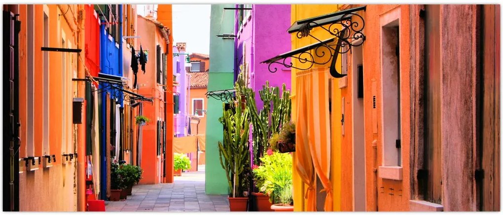 Tablou - Casa colorată în Burano, Veneția (120x50 cm)