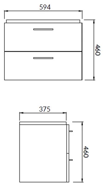 Dulap cu lavoar, 46x59x38 cm, 2 sertare, alb Alb, 600x460 mm