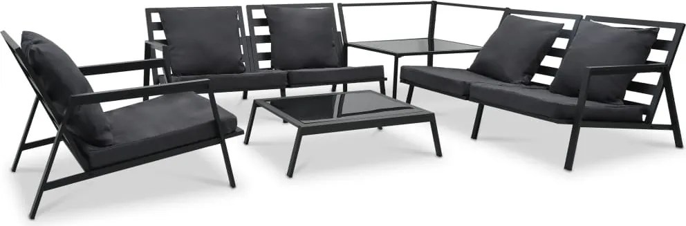 vidaXL Set mobilier grădină cu perne 5 piese gri închis aluminiu