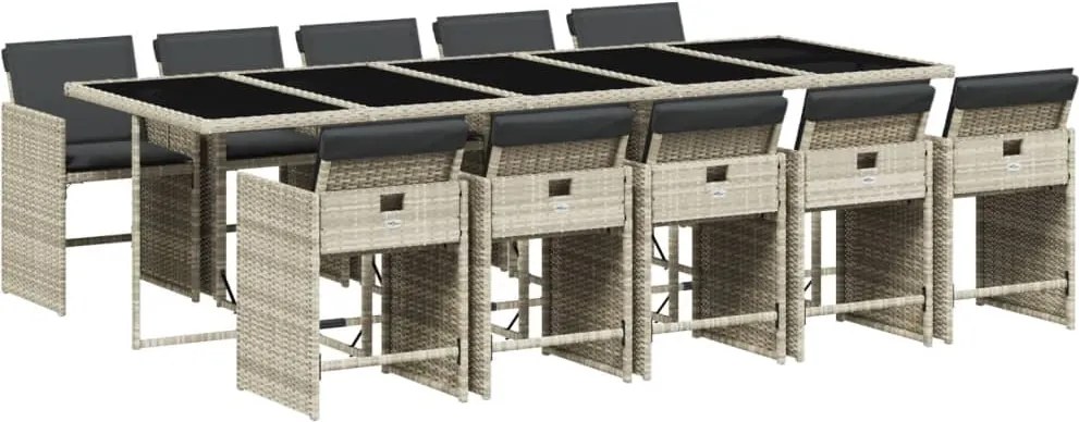 vidaXL Set mobilier de grădină cu perne 11 piese gri deschis poliratan