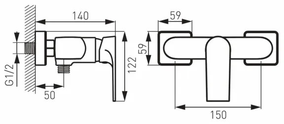 FERRO - Baterie de duș ALGEO SQUARE, crom lucios