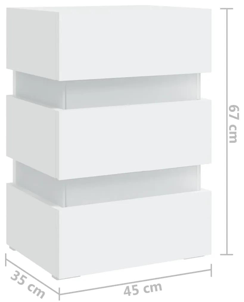 Dulap noptiera, cu LED, alb, 45x35x67 cm, PAL 1, Alb