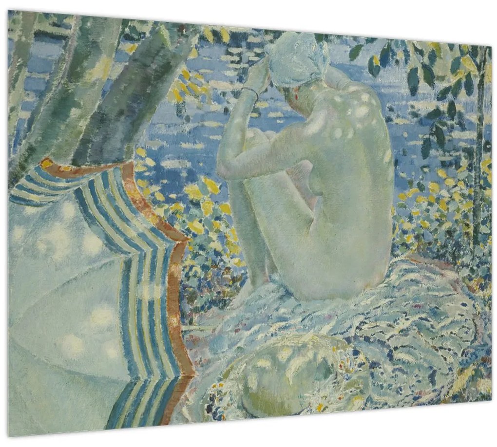 Tablou pe sticlă - Frederick Carl Frieseke, On the Bank, reproducere (70x50 cm)