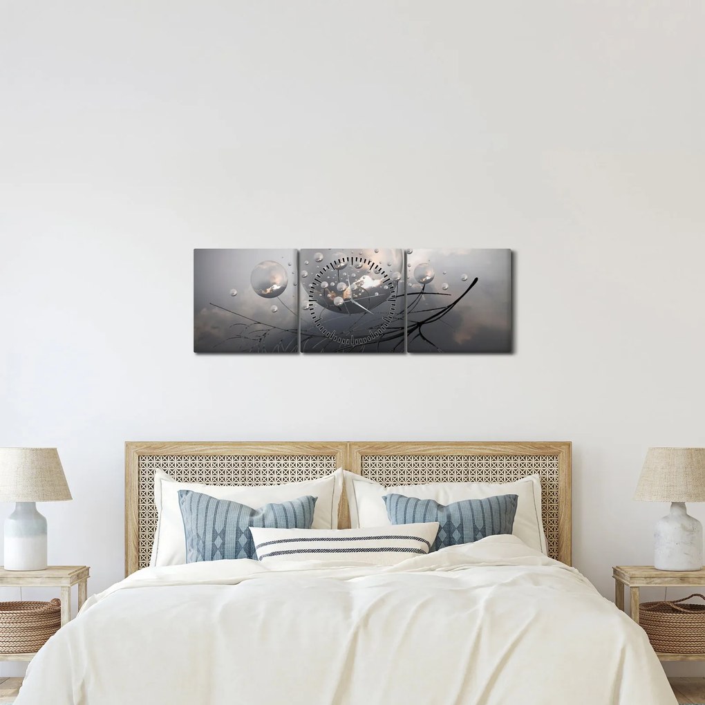 Tabloul bilelor abstracte (cu ceas) (90x30 cm)