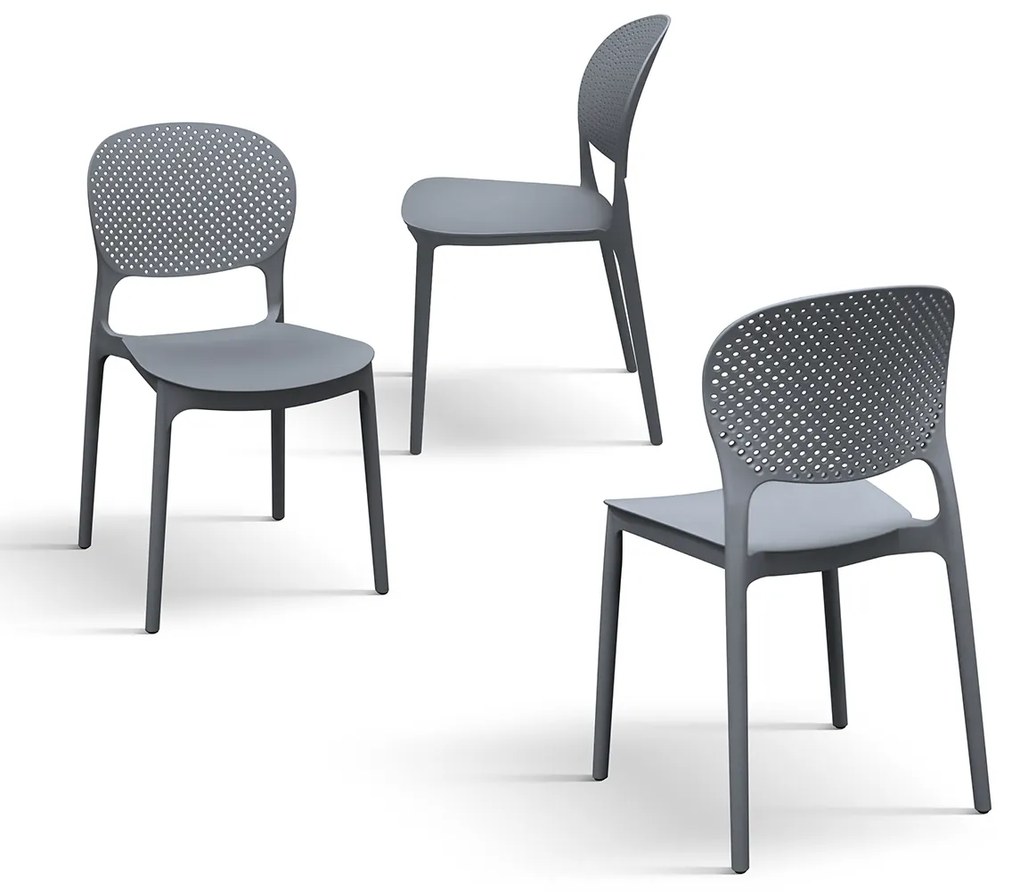 Set 4 scaune PERLA -POLIPROPILENA-HORECA - GRI