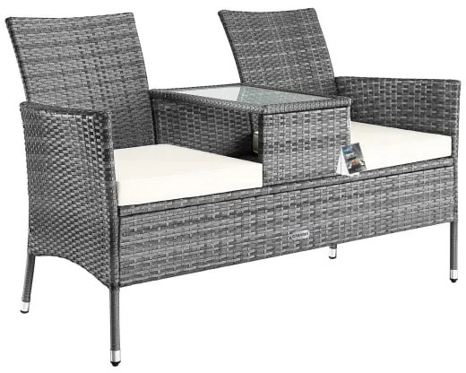Deuba Banca ratan de gradina 143x55x88cm - gri