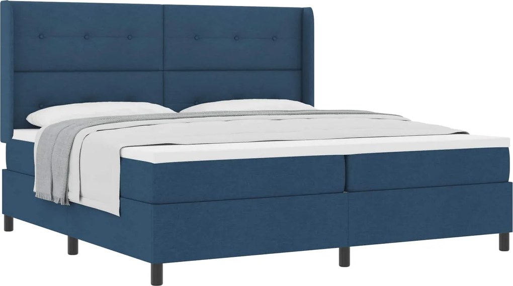 vidaXL Pat cu arcuri cu saltea albastru 200 x 200 cm țesătură