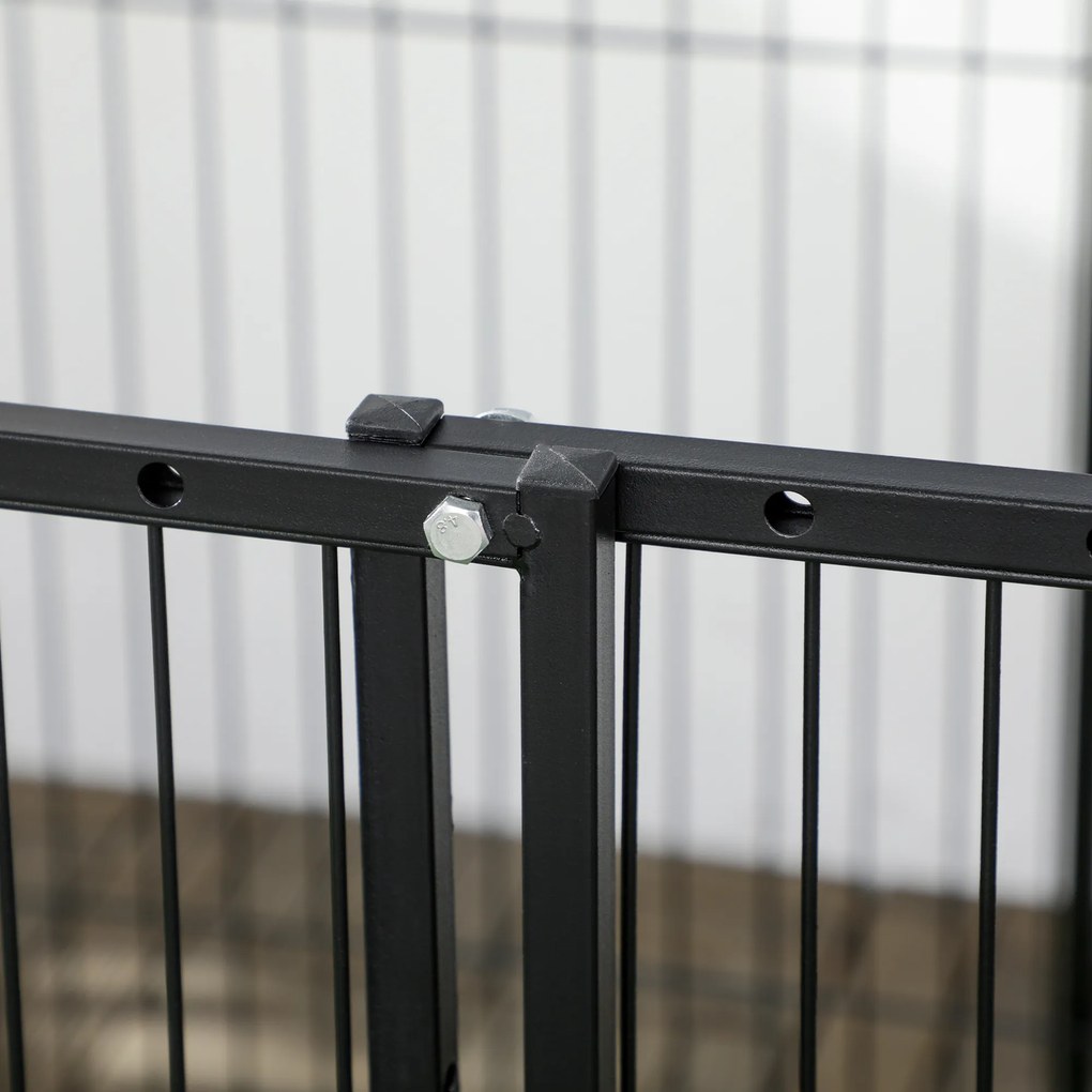 PawHut Parc pentru câini cu 6 panouri Reglabil Gard metalic pentru animale de companie cu cadru din oțel 82,5-150x79x81 cm Negru | Aosom Romania