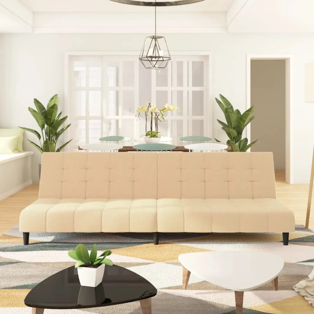 337377 vidaXL Canapea extensibilă cu 2 locuri, crem, catifea