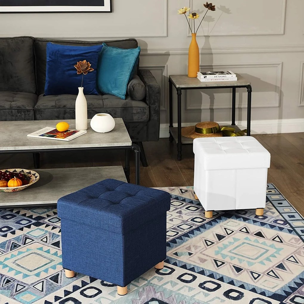 Taburet cu spatiu depozitare Pliabil Bleumarin 38 x 38 x 40 cm