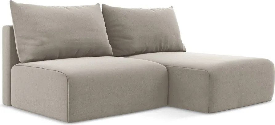 Colțar taupe extensibil/cu spațiu de depozitare cu tapițerie din catifea (cu colț pe partea dreaptă/cu șezlong) Kalena – Makamii