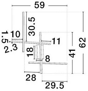 Aplica de perete LED design modern APECHO negru, auriu