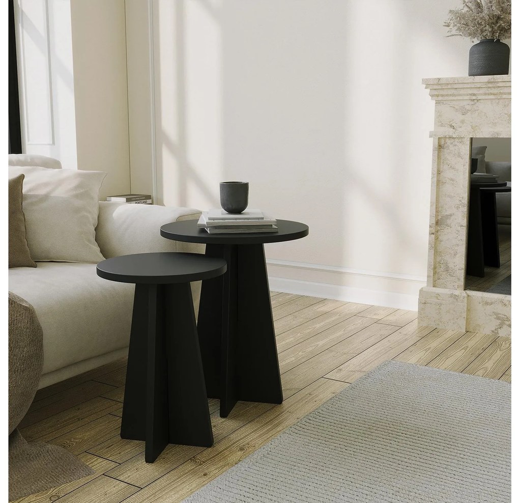 Set 2 buc măsuțe de cafea Madeline 3 (Negru). 1089600