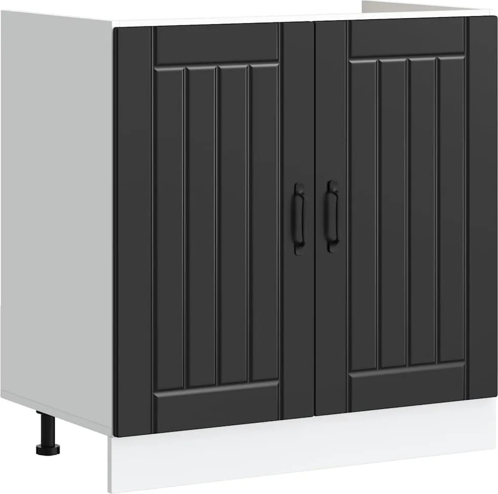 vidaXL Dulap de bază pentru chiuvetă „Lucca” din lemn negru prelucrat