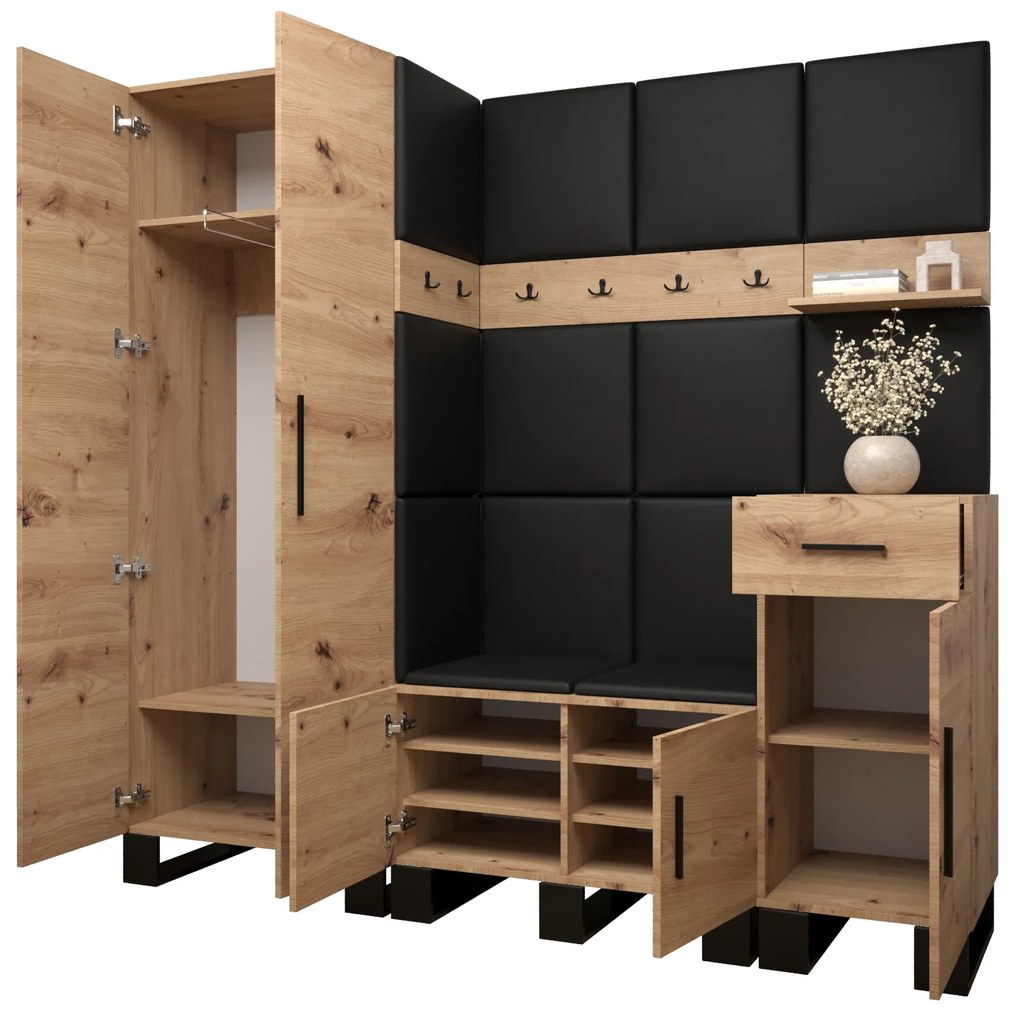 Set mobilier pentru hol Amanda 1 (Stejar artisan + roz). 1085858