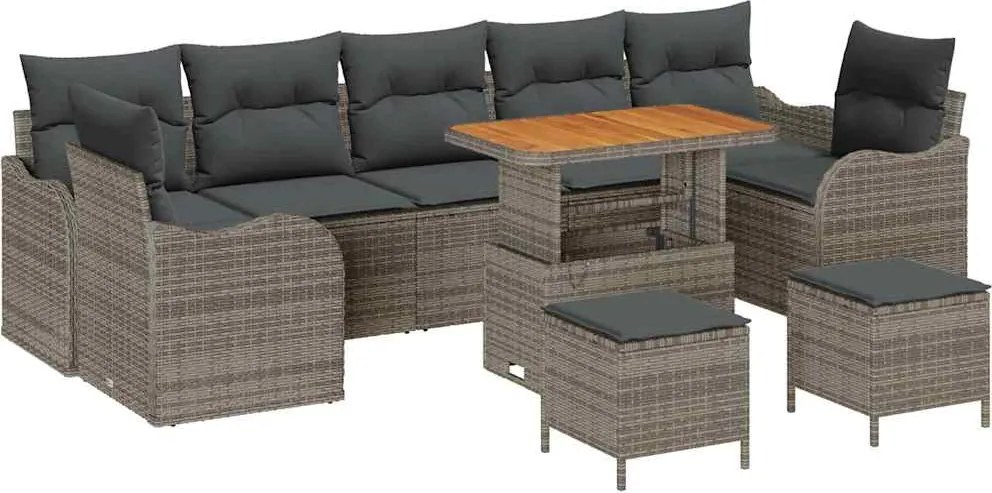 vidaXL Set de canapele pentru grădină cu pernă cu pernă 10 pcs Gri