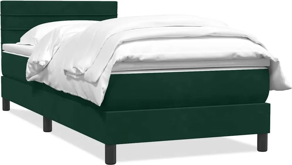 vidaXL Pat box spring cu saltea, verde închis, 80x220 cm, catifea