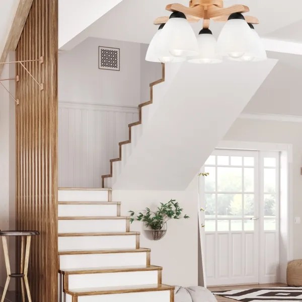 Lustră aplicată ADRIANO 5xE27/60W/230V stejar