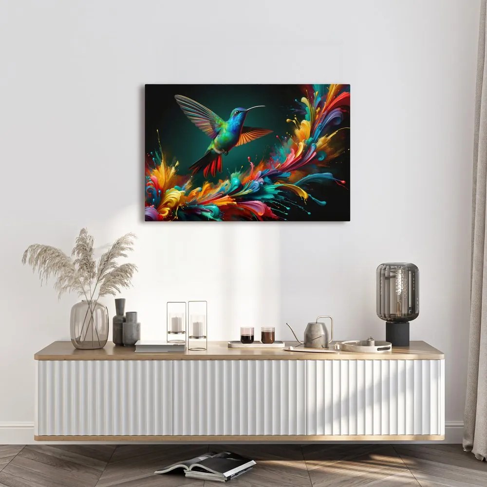 Tablou colibri colorat în zbor