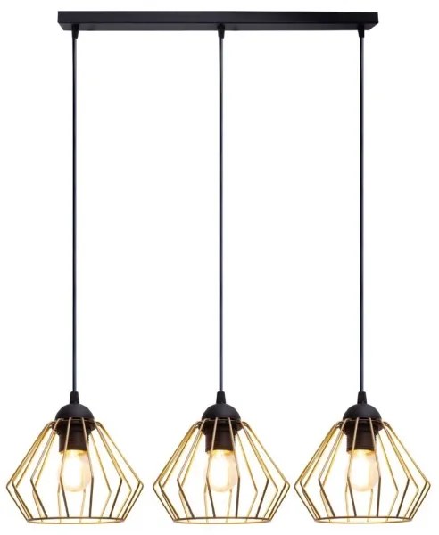 Lustră pe cablu CEED GOLD 3xE27/60W/230V negru/auriu