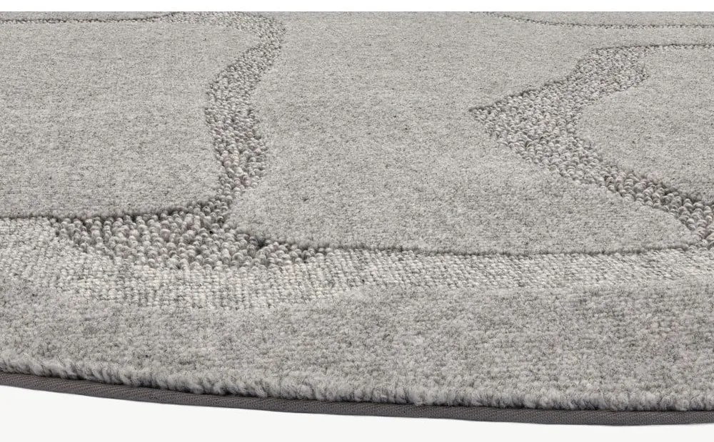 Covor gri rotund din lână ø 200 cm Morphic Organica – Agnella