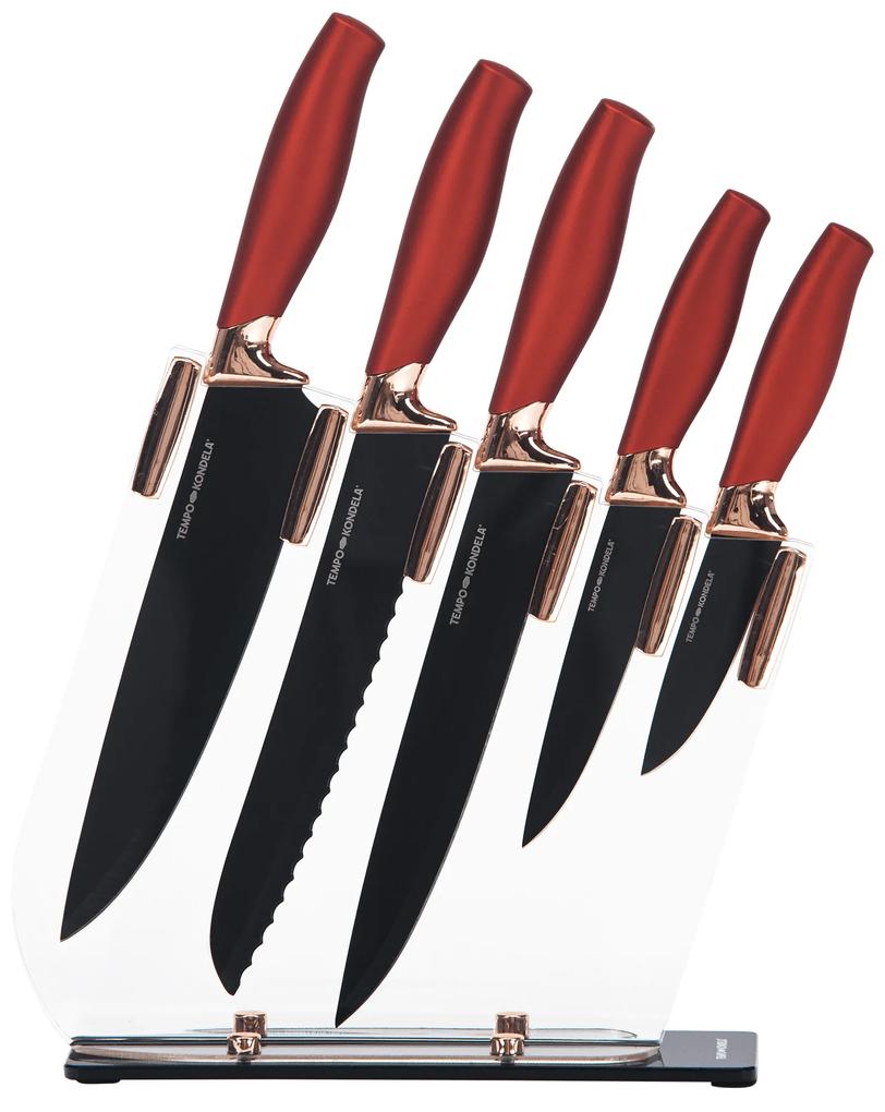 TEMPO-KONDELA MALIKA, set de cuţite într-un suport, 6 buc., roşu