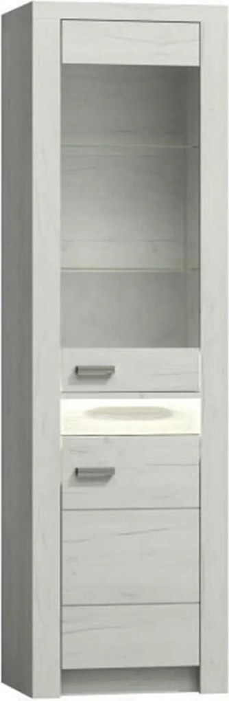 Vitrina INFINITY I-04, frasin alb, PAL melaminat/sticla, 56x42x192 cm