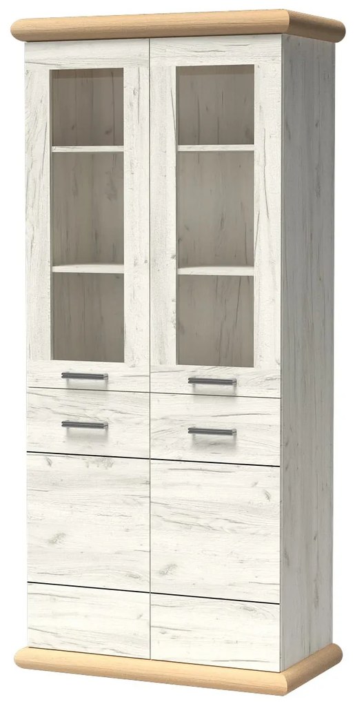 Vitrină Kenny 03 (cu iluminat LED) (craft Alb + craft auriu). 1057828