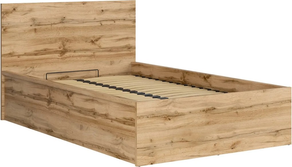 Pat TETRIX 120x200, stejar wotan, PAL laminat, cu somiera si lada depo