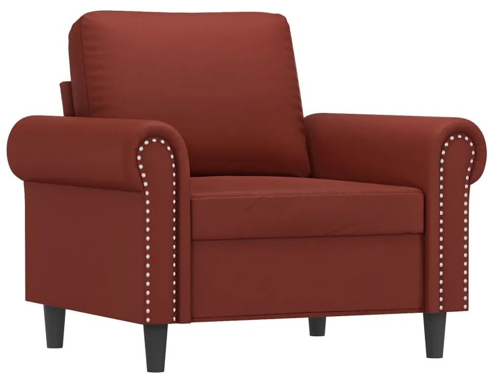 Fotoliu canapea cu taburet, rosu vin, 60 cm, piele ecologica Bordo, 92 x 77 x 80 cm